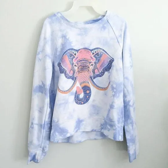 Mudd Girls Tie Dye Elephant Crew Neck Sweatshirt - Picture 1 of 4